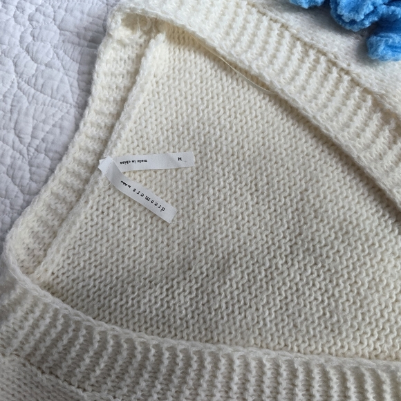 Dreamers Cream Knit Cardigan With Colorful Crochet 3D Flowers Sweater - Picture 7 of 14